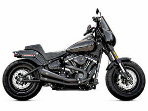 Exhaust System 2 2: Grand National 2-into-2 Exhaust - Black with Black End Caps. Fits Street Bob, Low Rider, Slim, Fat Bob & Deluxe 2018-2024 - S&S