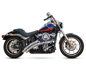 Exhaust System 2 2: Radical Radius Exhaust - Chrome with Chrome End Caps. Fits Softail 2018up. - Freedom Performance Exhaust