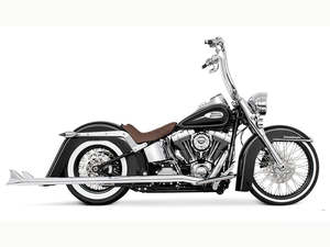 Exhaust System 2 2: 42in. True Dual SharkTail Exhaust - Chrome. Fits Softail 2007-2017 - Freedom Performance Exhaust