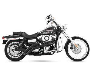 Dyna 2 2: Radical Radius Exhaust - Black with Black End Caps. Fits Dyna 2006-2017 & Dyna Switchback 2012-2016 - Freedom Performance Exhaust