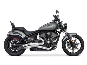 Sharp Curve Radius Exhaust - Chrome with Black End Caps. Fits Indian Cruiser 202&hellip;