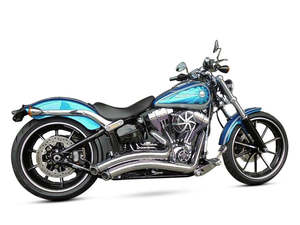 Sharp Curve Radius Exhaust - Chrome with Black End Caps. Fits Softail Breakout 2&hellip;