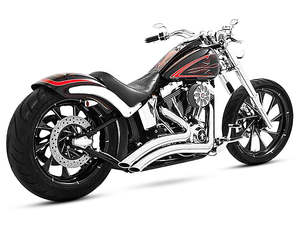 Sharp Curve Radius Exhaust - Chrome with Chrome End Caps. Fits Softail Breakout &hellip;