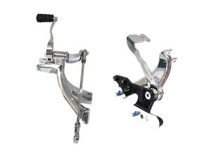 Foot Controls Extensions: Standard Forward Control Kit - Chrome. Fits Softail 2018up Models with Mid Controls. - Rollies Speed Shop