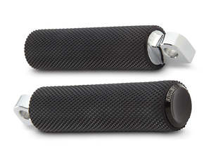 H D Male Mount Black: Knurled Fusion Footpegs - Black. - Arlen Ness