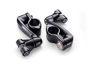 4in. Offset Footpeg Mounts with 1-1/4in. Hingeless Clamps - Black - Ciro3D