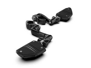 Harley Davidson: Twin Rail FootPegs with 4in. Offset Footpeg Mounts with 1-1/4in. Hingeless Clamps - Black - Ciro3D