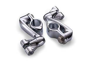4in. Offset Footpeg Mounts with 1-1/4in. Hingeless Clamps - Chrome - Ciro3D