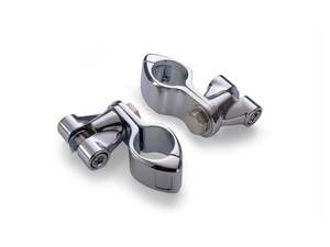 Universal: Footpeg Mounts with 1-1/4in. Hingeless Clamps - Chrome - Ciro3D