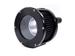 Milwaukee Eight 17up: BA Race Series Air Cleaner Kit - Black with Clear Cover. Fits Softail 2018-2024 with Mid Mount Controls - Feuling
