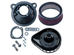 Mini Teardrop Air Cleaner Kit - Black. Fits Sportster 2007-2021 with EFI. - S&S