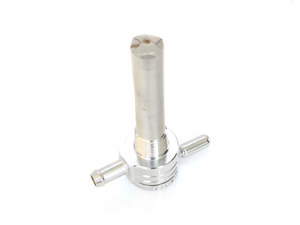 Fuel Taps Lines Filters: High-Flow Fuel Tap / Petcock with 3/8in. NPT Thread & 5/16in. Inward Facing Fuel Outlet - Chrome - Golan Fuel Taps
