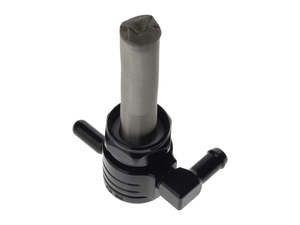 Fuel Taps Lines Filters: High-Flow Fuel Tap / Petcock with 22mm Thread & 5/16in. Forward Facing Fuel Outlet - Black. Fits Softail 1984-2006, Dyna 1991-2006, FXR 1982-1994, Touring 1988-2006, Sportster 1975-2006 & 4Spd Big Twin 1975-1986 - Golan Fuel Taps