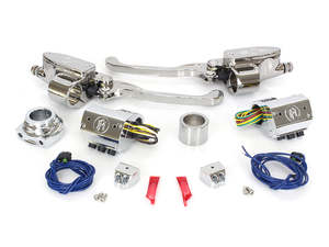 Hand Controls Components Custom: Handlebar Control Kit - Chrome. Fits HD 1996-2011 with Hydraulic Clutch & Cable Throttle with Single Disc Rotor. - Performance Machine