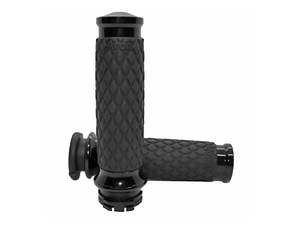 Handgrips Throttle Cable Black: Diamond Contour Handgrips - Black. Fits H-D with Throttle Cable - Avon Grips