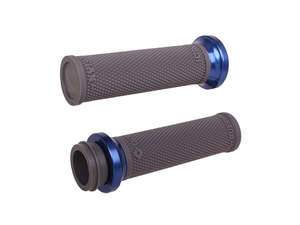 Ruffian Lock-On Handgrips - Graphite/Blue. Fits Big Twin 2008-2024 with Throttle&hellip;