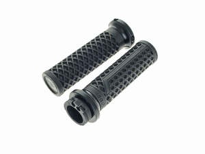 Handgrips Throttle Cable Black: Vans Signature Lock-On Handgrips - Black/Black. Fits H-D with Throttle Cable. - ODI Grips & Bars