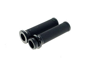 Ruffian Lock-On Handgrips - Black/Black. Fits Big Twin 2008-2024 with Throttle-b&hellip;