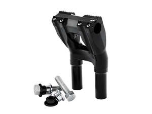 Handlebar Risers Black: 8in. Kickback x 1in. Clamp Isolated Riser Kit - Black. Fits 1in. Handlebar - Kraus Moto