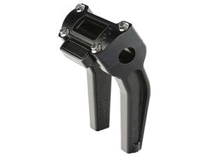 Handlebar Risers Black: 6.5in. Pull Back Thrashin Risers - Black. Fits Softail Street Bob, Low Rider ST, Standard & Breakout 2018-2024 - Thrashin Supply