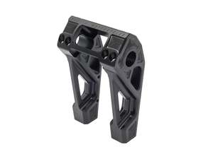 Handlebar Risers Black: 6in. Straight Fastback Risers - Black. Fits Softail Street Bob, Low Rider ST, Standard & Breakout 2018-2024 - Kodlin