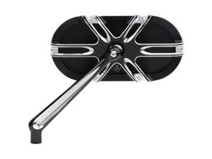 Deep Cut Caged Series Mirror - Black. Fits Left. - Arlen Ness