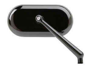 Mirrors Black: Forged Oval Mirror - Black. Fits Right. - Arlen Ness