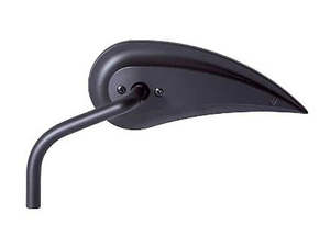 Mirrors Black: Rad III Teardrop Mirror with Steel Stem - Black. Fits Left. - Arlen Ness