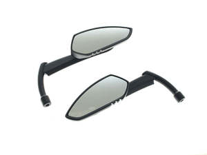 Mirrors Black: Scythe Mirrors with Blade Stem - Black - Rollies Speed Shop
