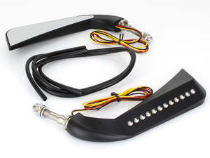 Mirrors Black: Slim Sickle / Avenger Mirrors with LED Indicators - Black. - Rollies Speed Shop