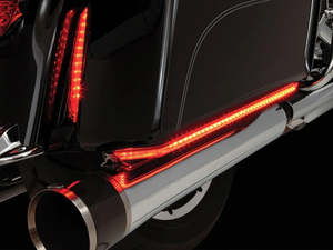 Accessory Lighting: Machete Saddlebag LED Lights. Red Run, Brake & Turn with Smoke Lens. Fits Touring 2014-2023 with Standard Bags - Ciro3D