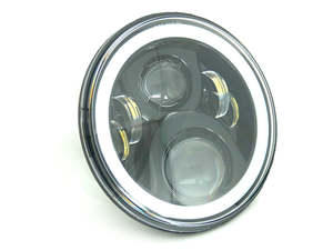 Headlights Black: 7in. LED HeadLight Insert with Halo - Black. Fts H-D, Indian Chief Classic & Dark Horse Models with 7in. Headlight. - Letric Lighting Co