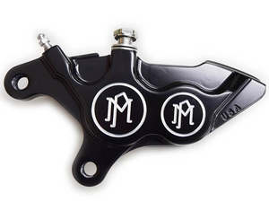 Left Hand Front 4 Piston Caliper - Black Contrast Cut. Fits Softail 2000-2014, D&hellip;