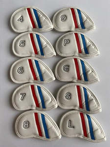 Head Covers: GolfX Premium Iron Covers 4-9, P, G,S L White