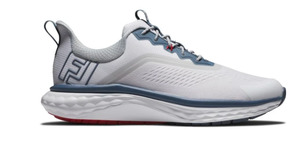 Mens: FootJoy Quantum Textile Mens Golf Shoe - White / Blue / Red