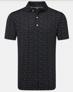 Polos: FootJoy Polo Wingtip Floral Lisle | Black White