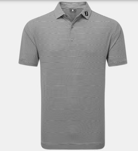 Polos: FootJoy Polo Micro Feeder Stripe Lisle | Black Grey