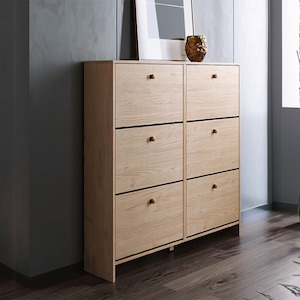 Sisco 6-Drawer Shoe Cabinet, Oak