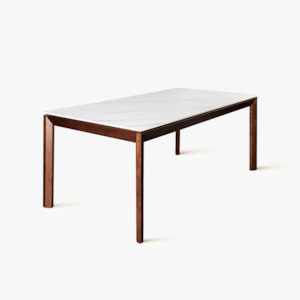 Dining Tables: Arezzo Standard Dining Table with Ceramic Top, Claro walnut/White