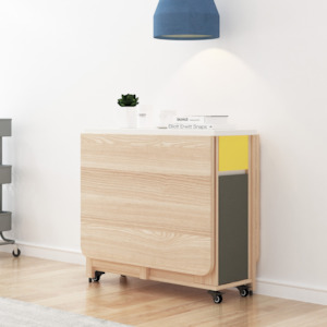 Dining Tables: Lecce Foldable Dining Table, 1.4M, Oak and White