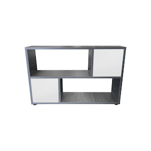 Bookcases: Parete 2-Tier Shelving, Slate Grey & White