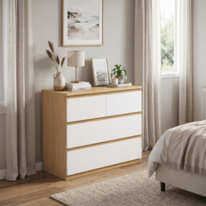 Turin Series: Sotta 2 over 2 Lowboy, Oak and white