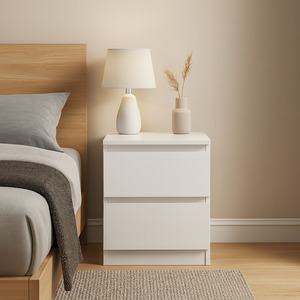 Turin Series: Sotta Bedside Table, White