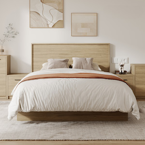 Platsa  Bedframe Only, Queen, Grey Oak