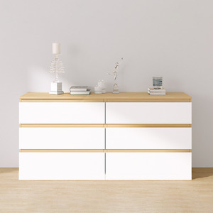 Chest Of Drawers: Sotta 6 drawers Chest, White and Oak