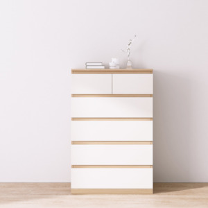 Chest Of Drawers: Sotta 6-Drawer Tallboy, Oak & White