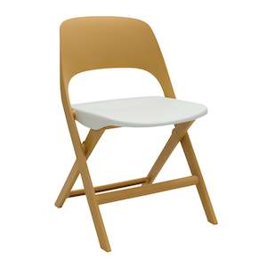 Dining Chairs: Ribera Foldable Dining Chair, Yellow/White, Set of 5