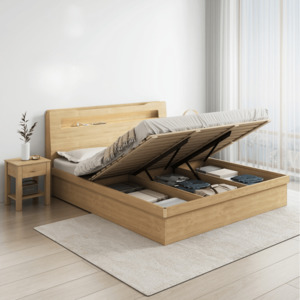 Bedroom Furniture: Doria Storage Bed frame, Double, Oak