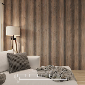 Slat Interior Acoustic Panelling - Natural Walnut