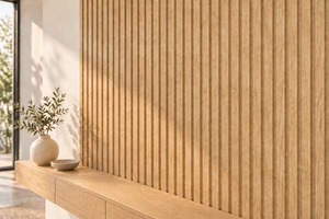 All: Slat Interior Premium Acoustic Panelling - White Oak - Oak Backing